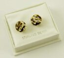 Earring Silver Stud Ball 8mm Brown