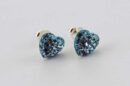 Earring Stud Heart Aqua 8mm