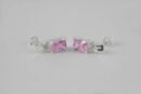 Silver Earring Cz Square Pink