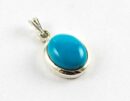 Pendant Silver Plain Oval Rim With Turquoise