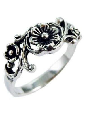 Ring Silver Floral Design