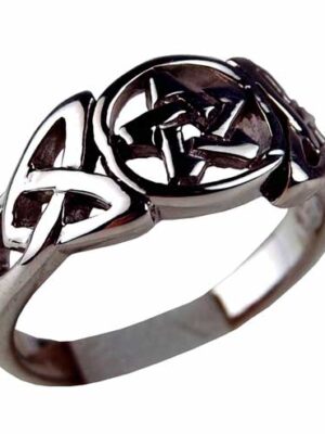 Ring Silver Pentagram Cut Celtic