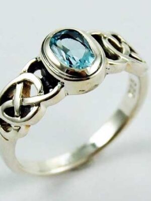 Ring Silver Band Topaz Stone