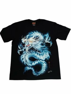 T-Shirt Blue Dragon Glow In The Dark (Choose Size)