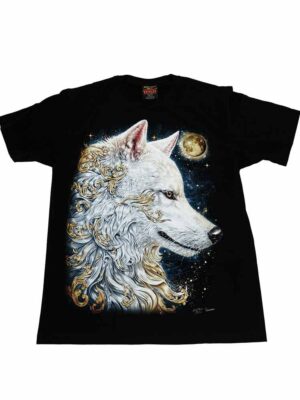 T-Shirt White Wolf Moon Glow In The Dark (Choose Size)