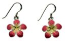 Silver Earring Flower Pink