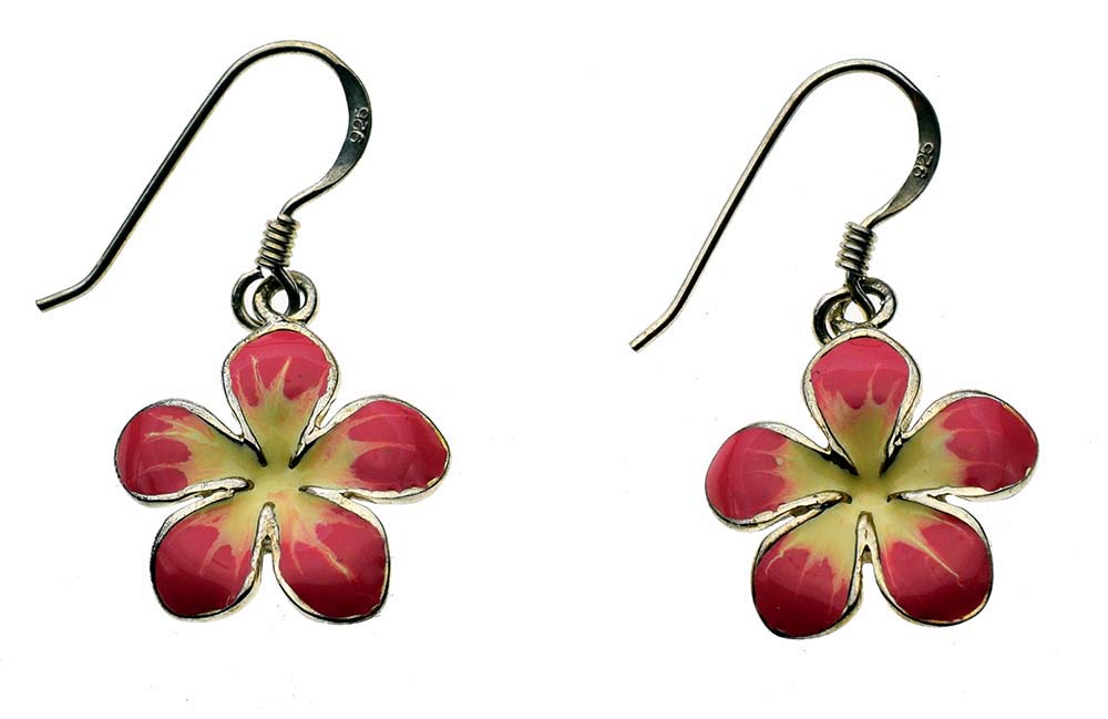 Silver Earring Flower Pink