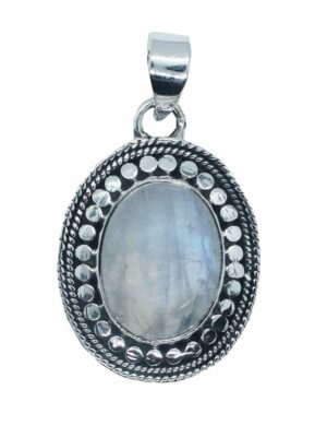 Silver Pendant Rainbow Moonstone Cab