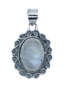 Silver Pendant Rainbow Moonstone Cab