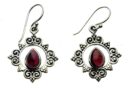 Silver Earring Garnet Stone