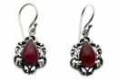 Silver Earring Garnet Stone