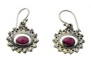 Silver Earring Garnet Stone