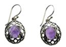 Silver Earring Amethyst Stone