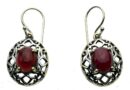 Silver Earring Garnet Stone