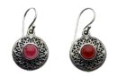 Silver Earring Garnet Stone
