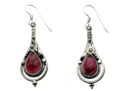 Silver Earring Garnet Stone