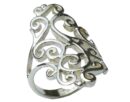 Silver Ring Floral Swirly Cut