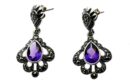 Silver Earring Marcasite Amethyst