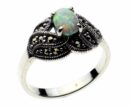 Silver Ring Marcasite Opal