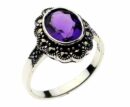 Silver Ring Marcasite Amethyst