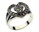Silver Ring Marcasite Heart