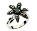 Silver Ring Marcasite Emerald
