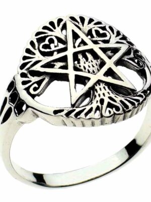 Silver Ring Tree Of Life Pentagram