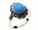 Silver Ring Marcasite Blue