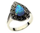 Silver Ring Marcasite Blue