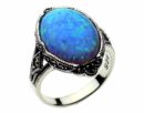 Silver Ring Marcasite Blue