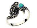 Silver Ring Marcasite Blue