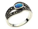 Silver Ring Marcasite Blue