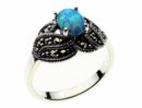 Silver Ring Marcasite Blue