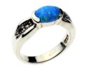 Silver Ring Marcasite Blue
