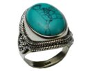 Silver Ring Turq Raised