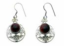 Silver Earring Garnet Circle