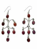 Silver Earring Garnet Stones