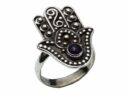 Silver Ring Amethyst Hand
