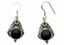 Silver Earring Garnet Drop