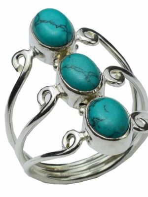 Silver Ring Triple Turquoise