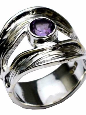 Silver Ring Band Amethyst