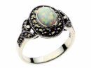 Silver Ring Marcasite Opal