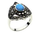 Silver Ring Marcasite Blue