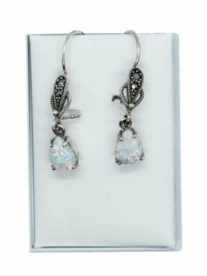 Silver Earring Marcasite Opal