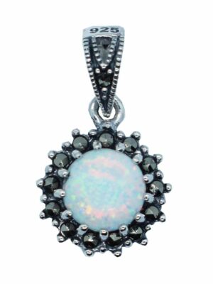 Silver Pendant Marcasite Opal
