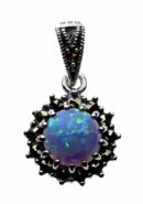 Silver Pendant Marcasite Blue