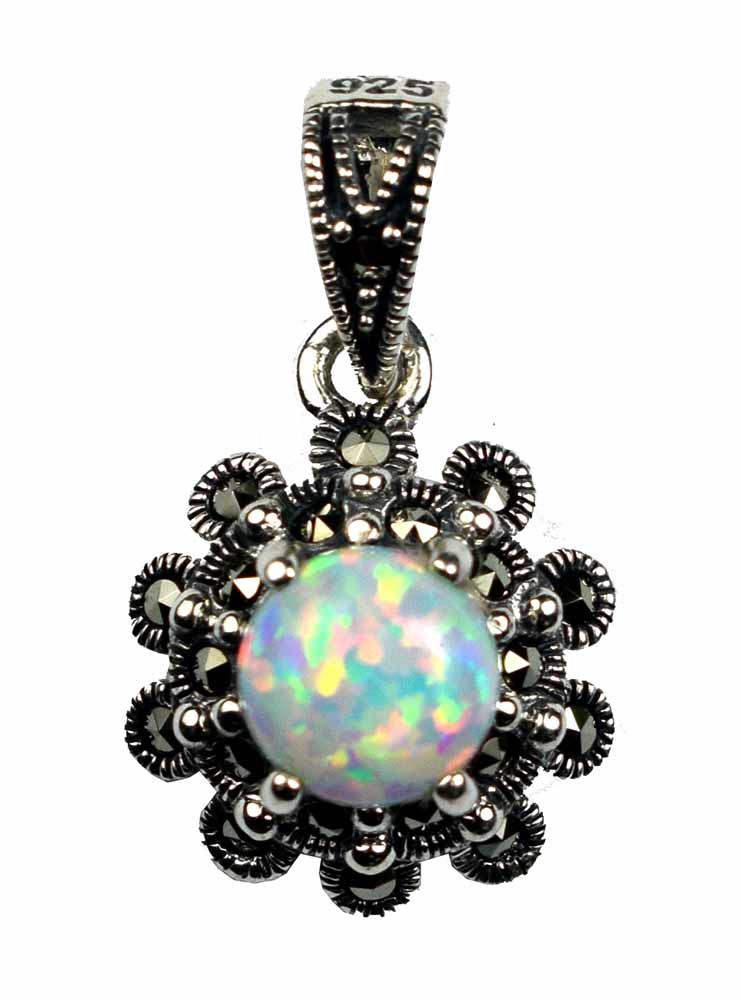 Silver Pendant Marcasite Opal