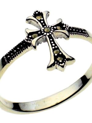 Silver Ring Marcasite Cross