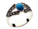 Silver Ring Marcasite Turquoise