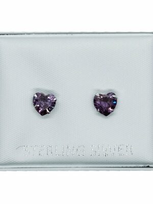 Silver Earring Heart Amethyst